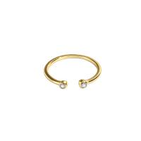 Brass Cuff Finger Ring, gold color plated, Adjustable & for woman & with rhinestone, 16.8mm 