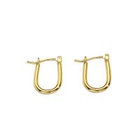 Brass Huggie Hoop Earring, gold color plated, for woman 