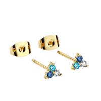Cubic Zirconia Micro Pave Brass Earring, gold color plated, micro pave cubic zirconia & for woman, 4.5mm 