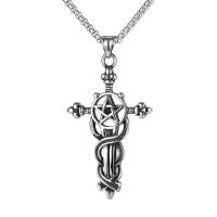 Titanium Steel Jewelry Necklace, Cross, fashion jewelry & for man, 65mm 