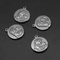 Stainless Steel Pendants, Round, silver color plated Approx 