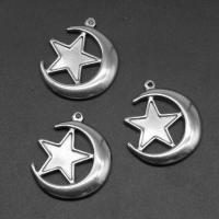 Stainless Steel Pendants, Moon and Star, silver color plated Approx 