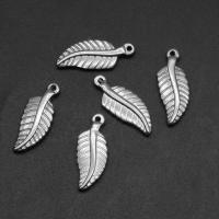 Stainless Steel Leaf Pendant, Feather, silver color plated Approx 