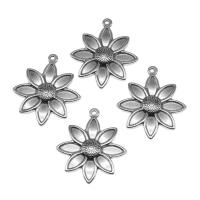 Stainless Steel Flower Pendant, silver color plated Approx 