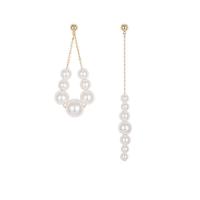 asymmetrische Ohrringe, Kunststoff Perlen, mit Zinklegierung, verschiedene Stile für Wahl & für Frau, weiß, 55mm,108mm, verkauft von Paar