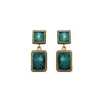 Zinc Alloy Drop Earring, with Gemstone, plated, for woman, green 