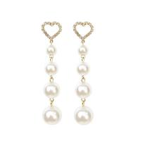 Plastic Pearl Zinc Alloy Earring, with Plastic Pearl, plated & for woman, white 