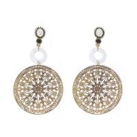 Plastic Pearl Zinc Alloy Earring, with Shell & Plastic Pearl, plated, for woman & hollow, 110mm 