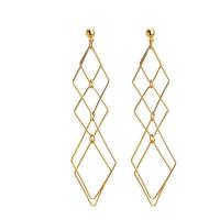 Brass Drop Earring, gold color plated & for woman & hollow 