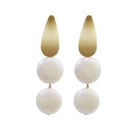 Zinc Alloy Drop Earring, with Shell Pearl, plated, for woman, white 