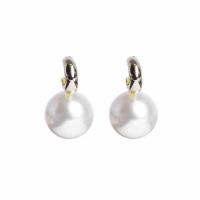 Zinklegierung Tropfen Ohrring, mit Kunststoff Perlen, plattiert, für Frau, mehrere Farben vorhanden, 19x32mm, verkauft von Paar