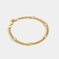 Cubic Zirconia Micro Pave Brass Bracelet, gold color plated, micro pave cubic zirconia & for woman, 3.7mm,5mm Approx 7.87 Inch 