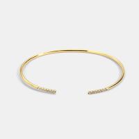 Brass Cuff Bangle, gold color plated, for woman & with rhinestone, 1.85mm,65mm 
