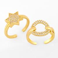 Brass Cuff Finger Ring, fashion jewelry & micro pave cubic zirconia 