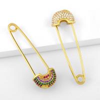 Safety Pin, Brass, fashion jewelry & micro pave cubic zirconia 