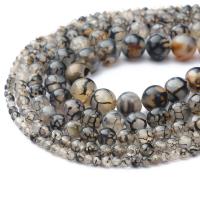 Natural Dragon Veins Agate Beads, Round, polished, DIY black 