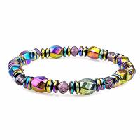 Hematite Bracelets, fashion jewelry & elastic & DIY, multi-colored Approx 7.5 Inch 