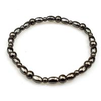Hematite Bracelets, with Seedbead, fashion jewelry & elastic & DIY, black 