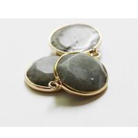 Gemstone Zinc Alloy Pendants, Agate, with Brass, fashion jewelry & DIY 