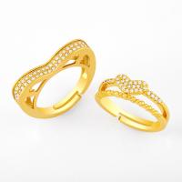 Cubic Zirconia Micro Pave Brass Finger Ring, 18K gold plated, micro pave cubic zirconia, golden 