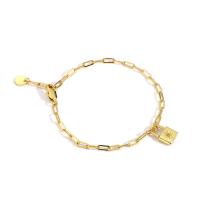 Rhinestone Brass Bracelets, gold color plated, for woman & with rhinestone Approx 7.48 Inch 