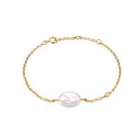 Rhinestone Brass Bracelets, with Plastic Pearl, with 1.18 inch extender chain, plated, for woman & with rhinestone 14*10mm,3.5mm Approx 6.3 Inch 