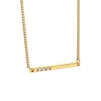 Harz Messing Halskette, mit Verlängerungskettchen von 1.96 inch, goldfarben plattiert, für Frau & mit Strass, 29.5x2.5mm, Länge:ca. 17.71 ZollInch, verkauft von Strang