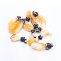 Pendentifs quartz naturel, perles de citrine, Irrégulière, DIY & avec strass, Jaune Vendu par PC