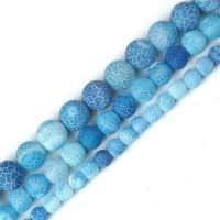 Natürliche Effloresce Achat Perlen, Auswitterung Achat, rund, DIY & verschiedene Größen vorhanden & satiniert, blau, verkauft von Strang
