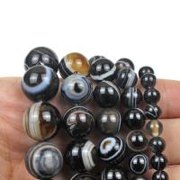 Natural Tibetan Agate Dzi Beads, Round, polished, DIY 