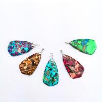 Synthetic Turquoise Pendants, with Zinc Alloy, silver color plated, DIY 