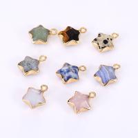 Gemstone Zinc Alloy Pendants, Natural Stone, with Zinc Alloy, Star, gold color plated, DIY 