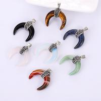 Gemstone Zinc Alloy Pendants, Natural Stone, with Zinc Alloy, silver color plated, DIY & with rhinestone 