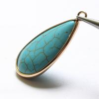 Natural Turquoise Pendants, with Brass, DIY 
