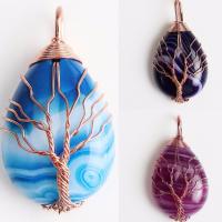 Agate Brass Pendants, with Agate, plated, fashion jewelry & DIY 25*45mm 