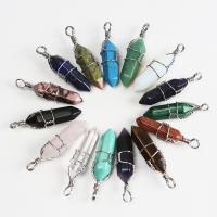 Gemstone Brass Pendants, with Natural Stone, plated, fashion jewelry & DIY 30*8MM 