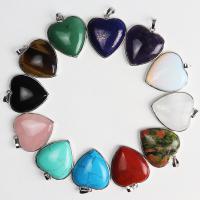 Gemstone Brass Pendants, with Natural Stone, plated, fashion jewelry & DIY 32*7mm 