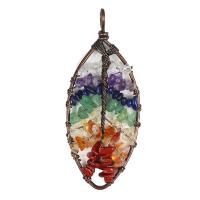 Gemstone Brass Pendants, with Natural Stone, plated, fashion jewelry & DIY 28*70mm 