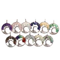 Tree Of Life Pendants, Brass, with Natural Stone, plated, fashion jewelry & DIY 