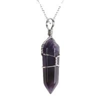 Gemstone Necklaces, Brass, with Natural Stone, plated, fashion jewelry & DIY 