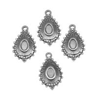 Stainless Steel Pendant Setting, Ellipse, silver color plated Approx 