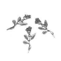 Bijoux Cabochon en acier inoxydable , fleur, Placage de couleur argentée Environ Vendu par sac