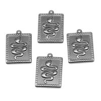 Stainless Steel Pendants, Square, silver color plated Approx 