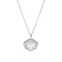 Sterling Silver Jewelry Necklace, 925 Sterling Silver, with White Shell, with 1.96 inch extender chain, Shell, plated, for woman Approx 15.74 Inch 