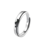 Couple Finger Rings, 925 Sterling Silver, Moon, plated, Adjustable & open 