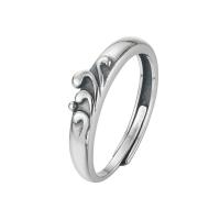 Couple Finger Rings, 925 Sterling Silver, plated, 2 pieces & Adjustable & open 