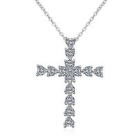 Cubic Zircon Micro Pave Brass Necklace, with 1.96 inch extender chain, Cross, plated, micro pave cubic zirconia Approx 15.74 Inch 