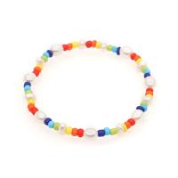 Seed Beads Pearl Bracelets, Freshwater Pearl, with Glass Beads, for woman, multi-colored .496 Inch 