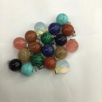 Gemstone Zinc Alloy Pendants, Natural Stone, with Zinc Alloy, Round, polished, DIY 12mm 