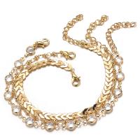 Zinc Alloy Anklet, with Crystal, plated, 3 pieces & for woman .87 Inch 